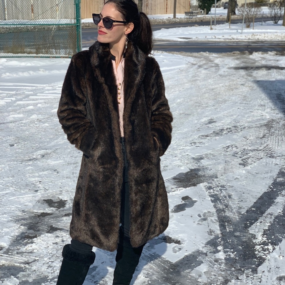 Brown faux fur coat